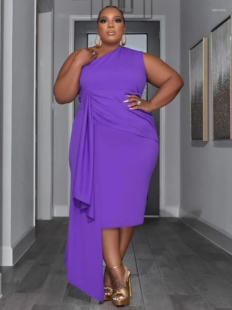 Save Big on Bulk Bodycon Party Dresses Plus Size Plus Size Dresses Bodycon  Women One Shoulder Green Pleated Ruffles Sleeveless Midi Evening Birthday 