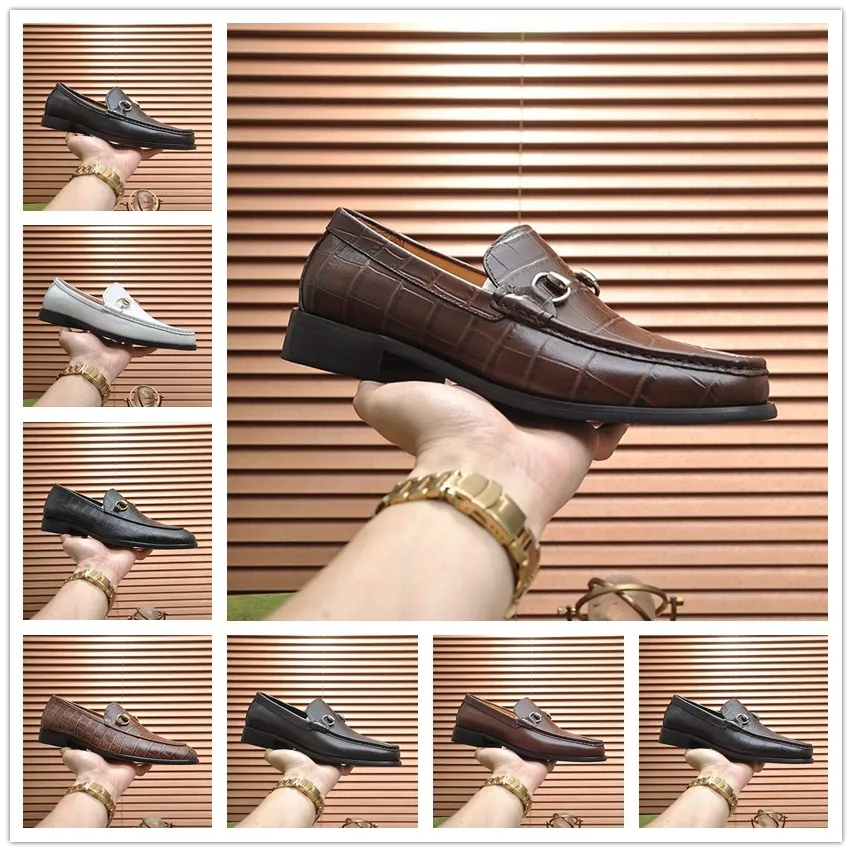8model فاخرة العلامة التجارية أحذية جلدية أسود بورجوندي المطبوعات التمساح مدببة إصبع القدم عرضة مصمم مُصمم أذرعًا غير رسمية.