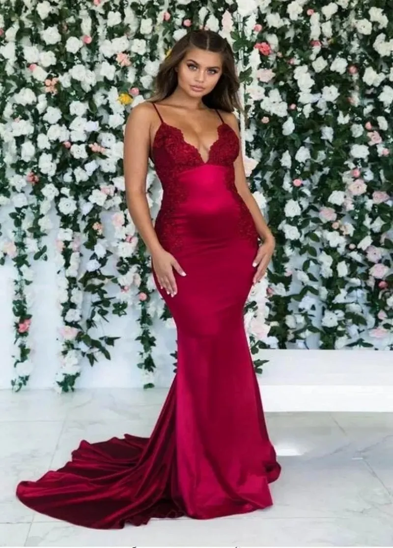 Mermaid Satin Evening Dress with Lace Appliqu and Open Back for Women Prom  Gown from Dhgate Evening Dresses - price 207.14