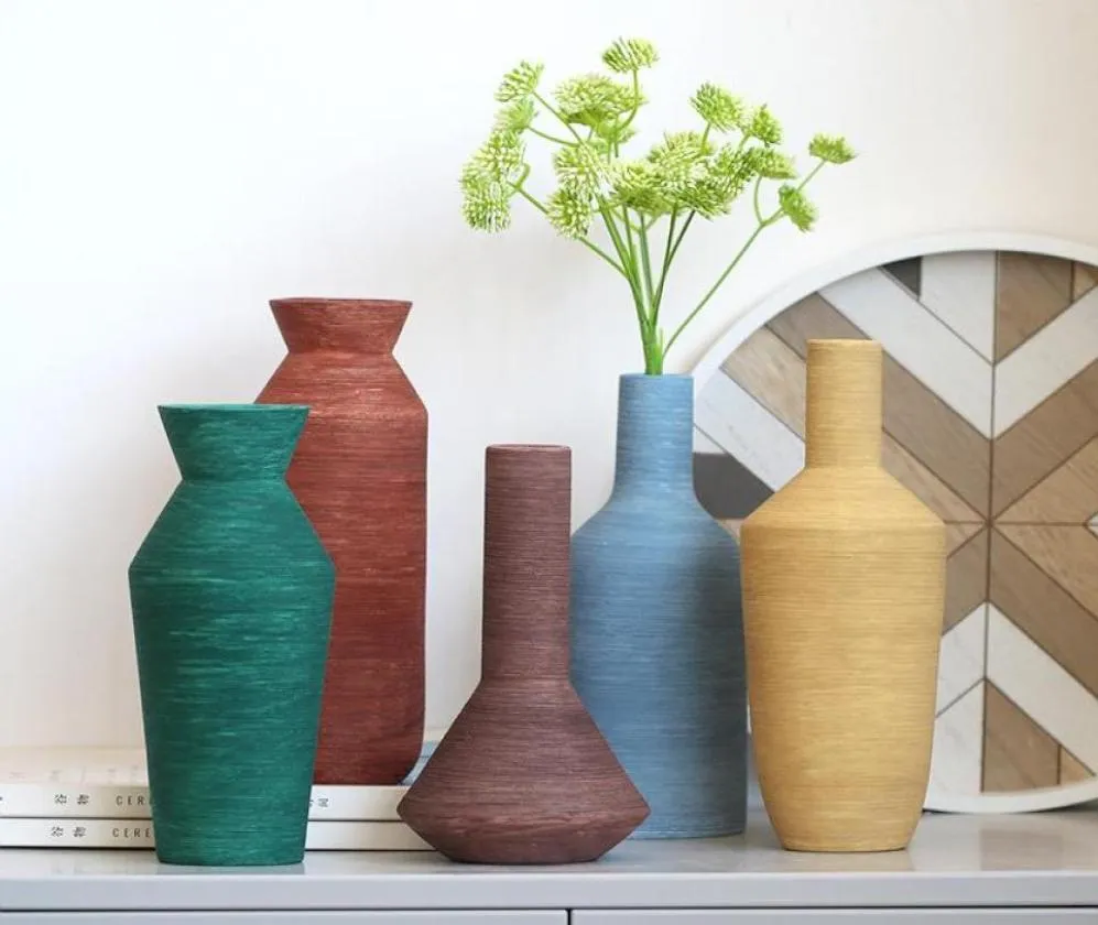 Vasen, moderne Keramikvase, Morandi, mehrfarbig, minimalistisch, Tischdekoration, Wohnzimmer, nordische Skulptur, Kunst, Blumentopf, Zuhause, D5689515