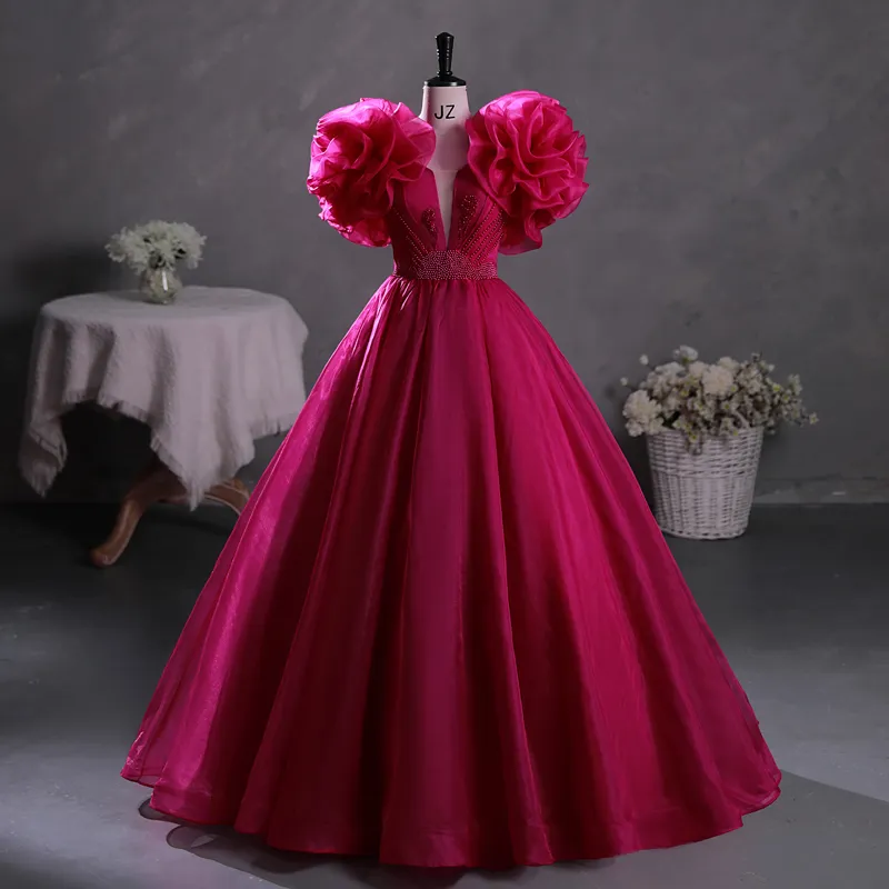 Aesthetic Royal Dress Peach Pink Princess Ball Gown Vintage