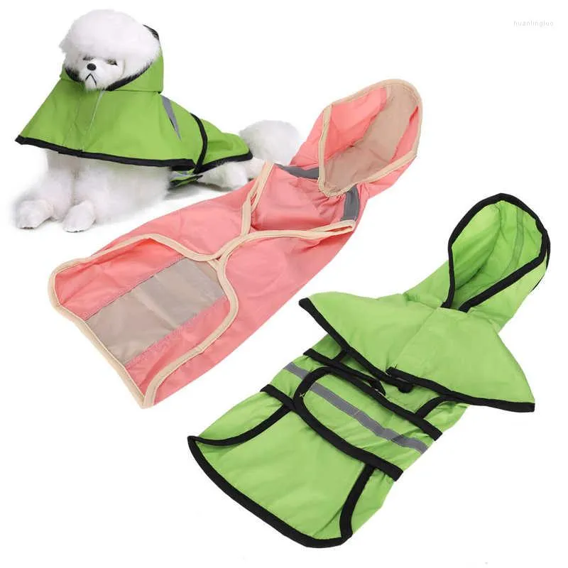 Dog Apparel Polyester Raincoat Pet Hooded Rain Coat Cape Jacket Reflective Stripe Waterproof Breathable Clothes Supplies