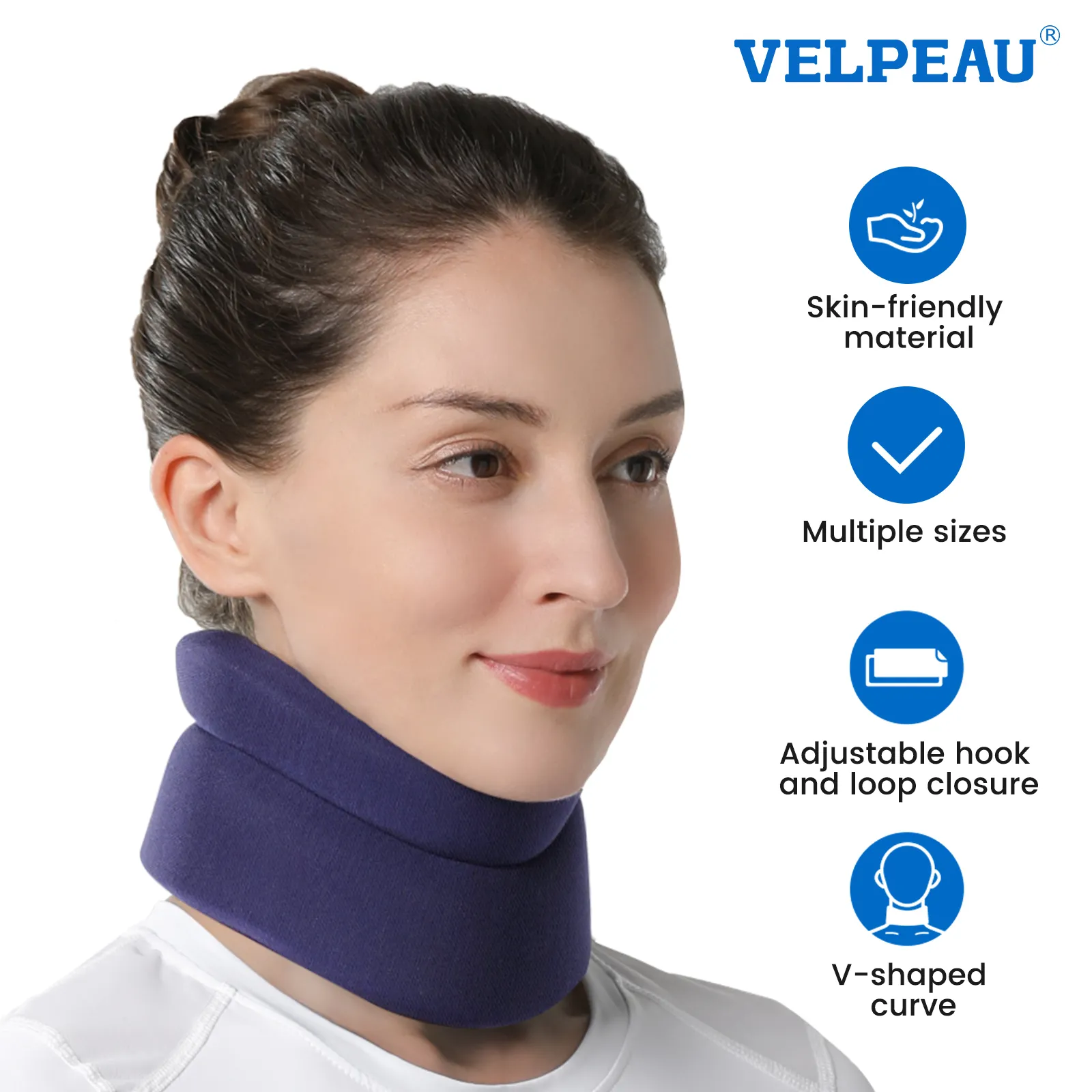 Массагер -массажер Velpeau Neck Brace Sponge для мигрени шейки матки, чтобы облегчить боль и мягкую опору давления с бесплатной крышкой 230419