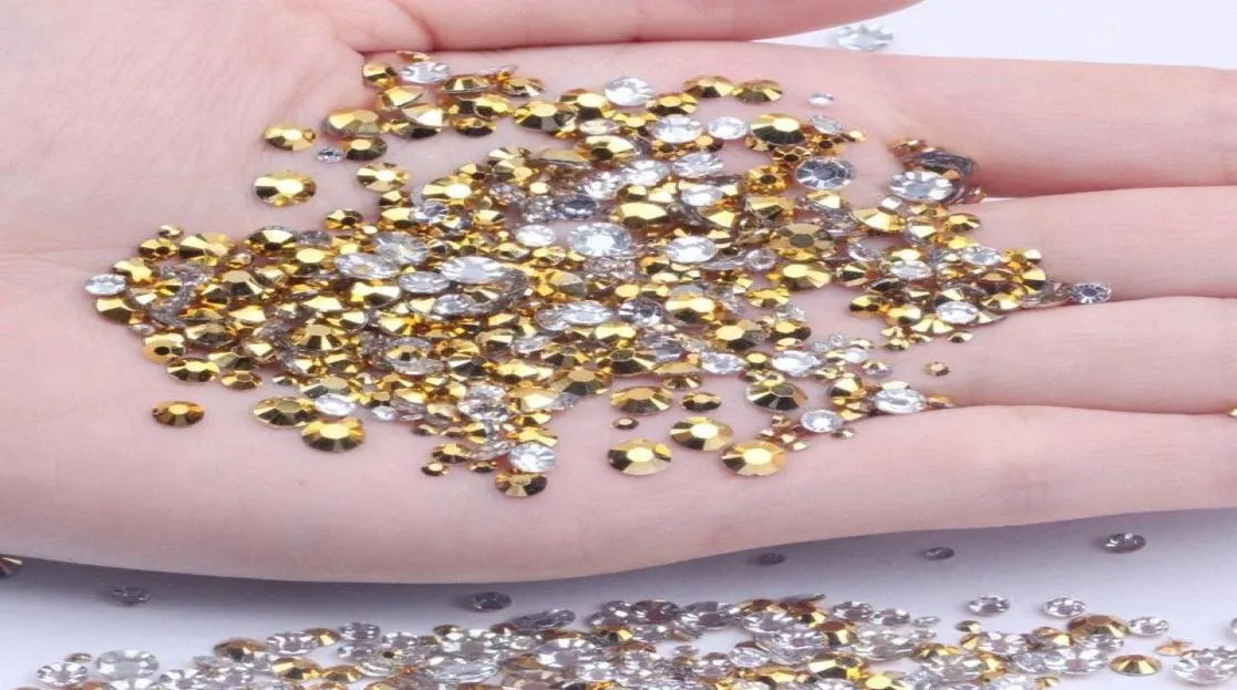 5001000pcs 26mm och blandade storlekar Guldharts strass non fix glitter för naglar konst ryggsäck diy design dekorationer rlwe5751604