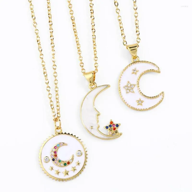 Pendant Necklaces Chic White Shell Moon For Women 18K Gold Plated Full Moon/Crescent Necklace Fashion Party Jewelry Gifts