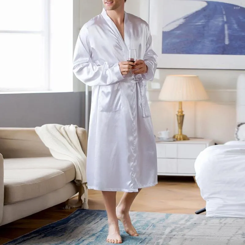 Mens Satin And Solid Silk Satin Sleepwear Set With Comfortable Bathrobe,  Robe, And Casual Sleeve For Home From Boyyt, $20.09