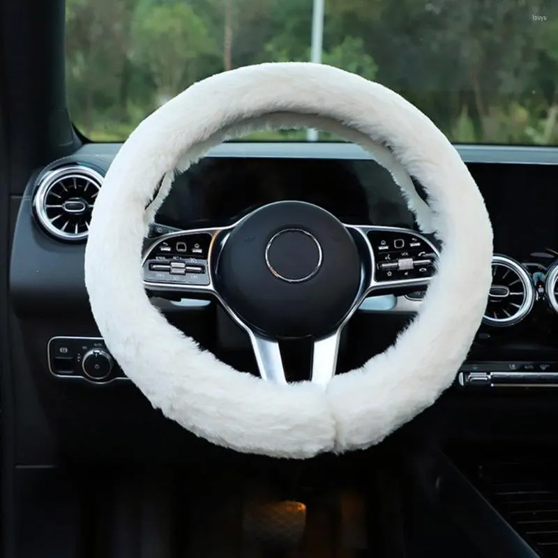 Housses de volant Housse en peluche Excellente sensation de bien-être Anti-gel Étui de décoration intérieure de voiture