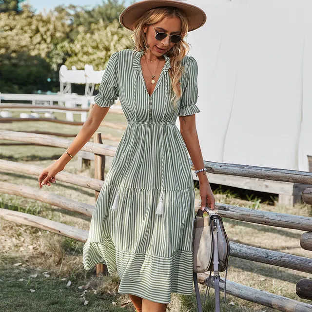 Abo elegante estivo da donna con stampa floreale, maniche