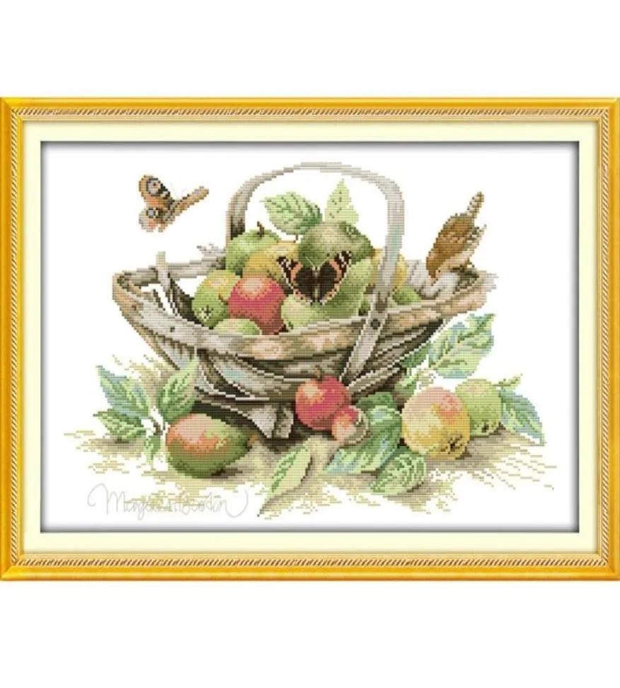 The Fruit basket 4 Patterns DIY Handmade Counted Cross stitch kit and Precise Stamped Embroidery set Needlework DMC 14ct and 11ct25891615