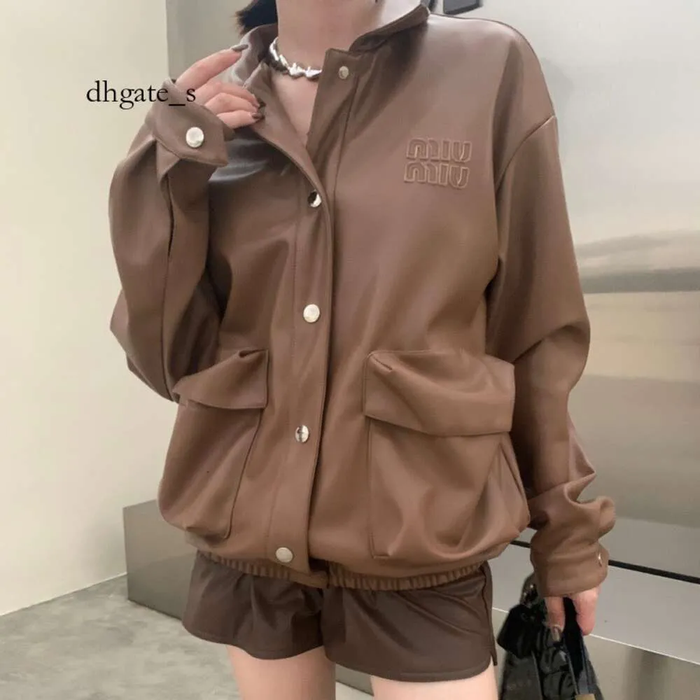 womens north face jacket Autumn/winter PU Coat 3D Large Pocket Embroidery Fashionable Cool Sasa Leather Jacket