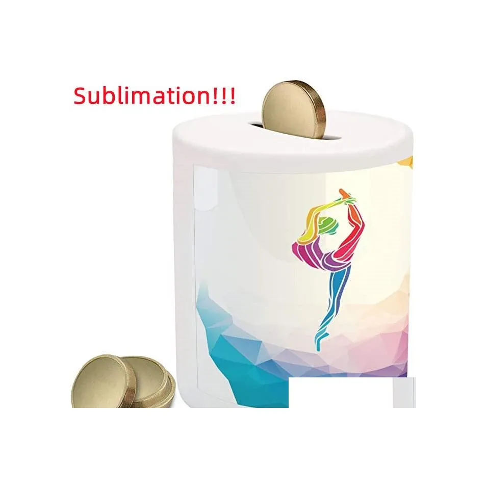 Storage Bottles Jars Sublimation Blank Piggy Bank Ceramic Coin Money Box For Cash Saving Boys Girls Kids Drop Delivery Home Garden Dheuc