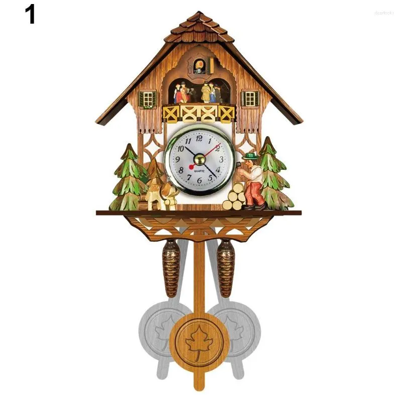 Horloges murales Antique en bois coucou horloge oiseau temps cloche balançoire alarme montre maison Art décor NDS66