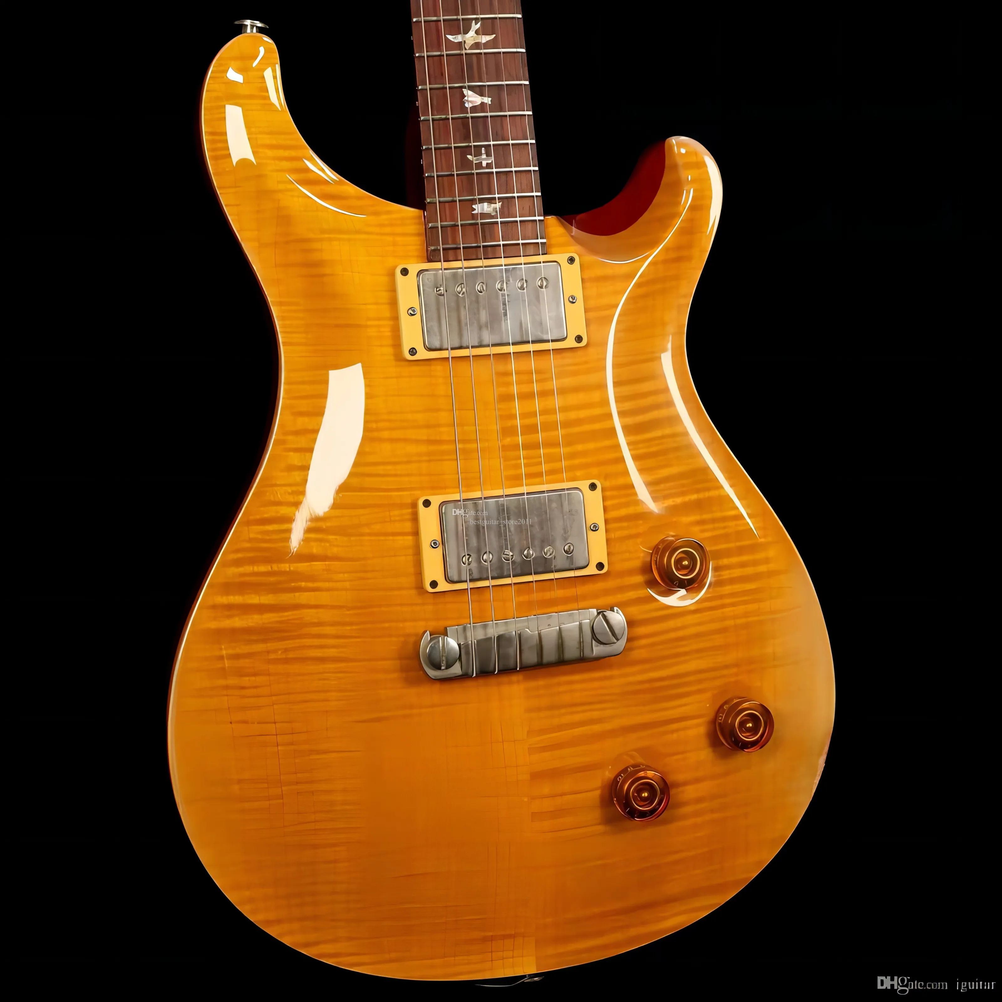 Rare Custom 22 10 Top Guitare Électrique Jaune Burst Reed Smith 22 frettes Guitar369