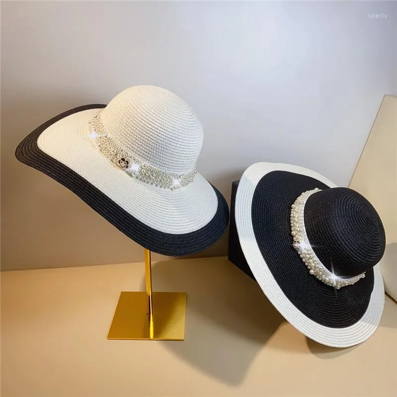 Широкие шляпы с краями 202304-Чуй INS Summer Bleat Black Camellia Съемный