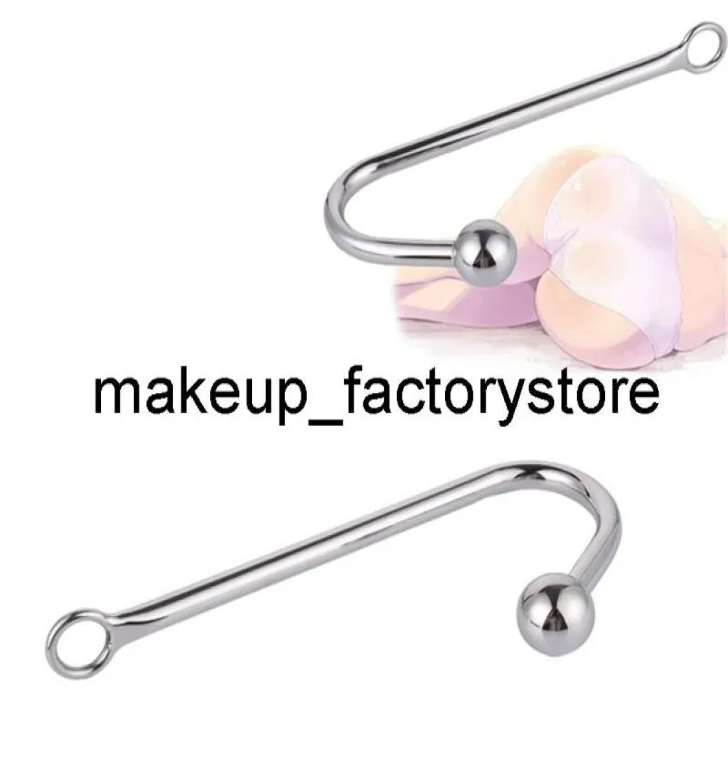 Massage 120g Stainless steel anal hook with beads hole metal butt plug anus fart putty slave Prostate Massager BDSM sex toy for me8438508