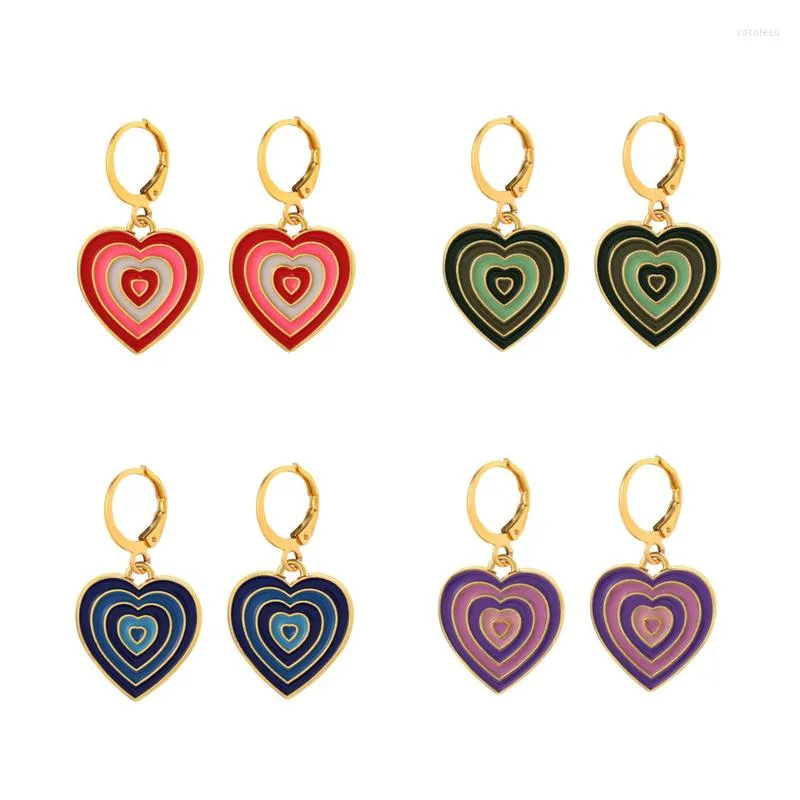 Hoop Earrings Fashionable INS Style Simple Love Pendant Creative Personality Peach Heart Drops Oil Women's Ornament 2023