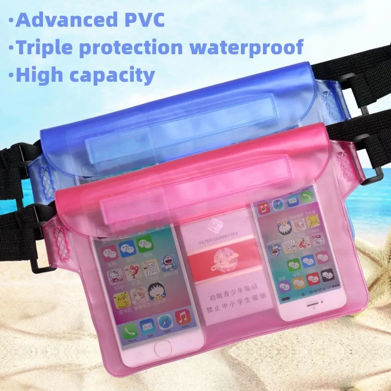 Wasserdichte Handytasche Gürteltasche 3 Schichten PVC Unterwassertrocknung Schulterabdeckung Schwimmen Tauchtasche für iPhone Xiaomi Handyhülle