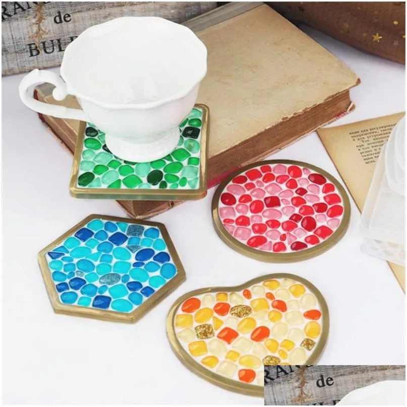 Другие художественные и ремесленные DIY Coaster Coaster Hands Hune Heseply Sile Polygon Epoxy Laste Casting Compling Cup Mate Craft Tool 20220221 Q2 D DHSES