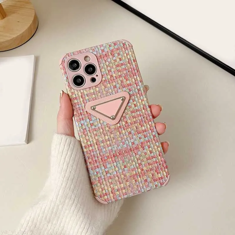 Luxury Designer Phone Cases For IPhone 14 Pro Max 12 13 XsMax Xr 7 8 Plus Fashion Woven Pattern Triangle Phones Cases 11156Z