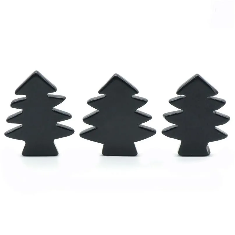 Hanger kettingen 3 stuks obsidiaan genezing kristallen stenen mini kerstboom bureau ornament pocket stone home office decoratie dro dhbqo