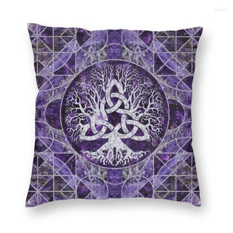 Kudde Luxury Tree of Life With Triquetra Throw Case Decoration Viking Norse Yggdrasil Cover 45x45 Kudde för soffa