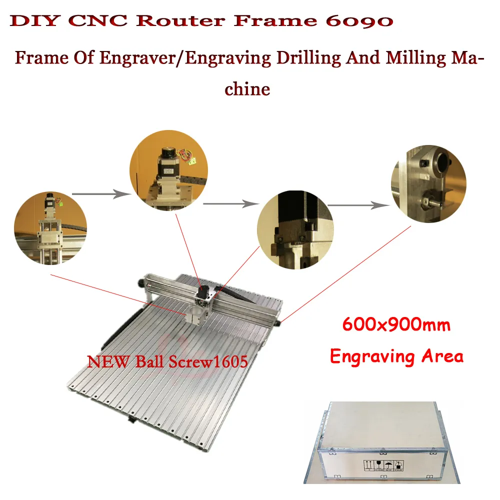 Frame de routeur DIY CNC 6090 de la machine à gravure 600x900 mm Zone de gravure Nouvelle vis à billes 1605 Forage et fraisage gravés