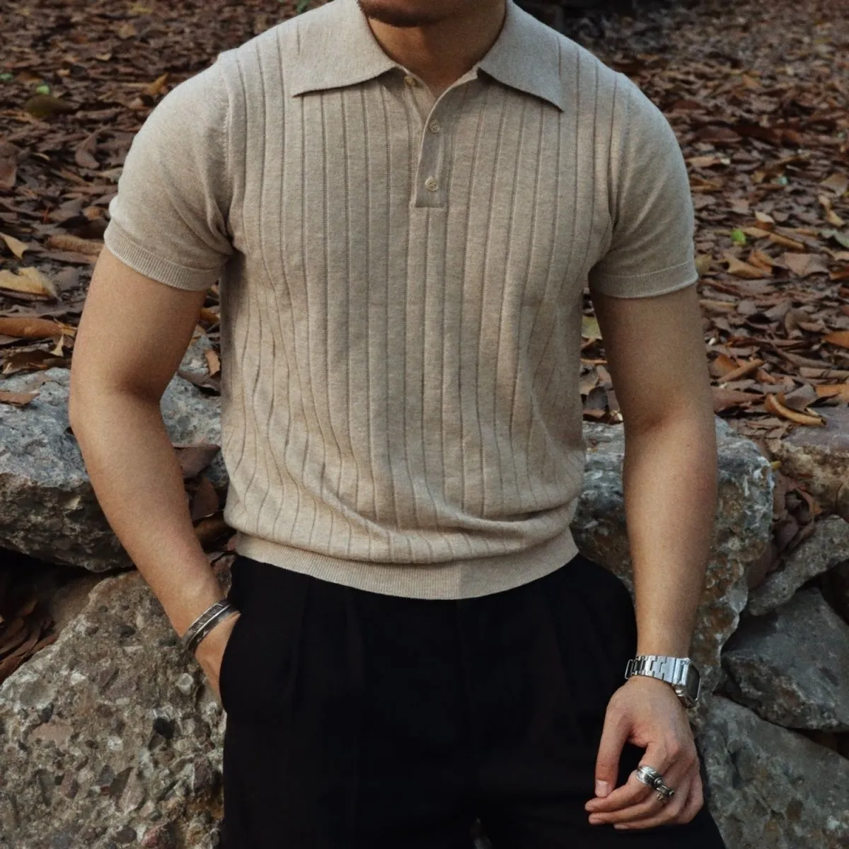 Tシャツ・カットソー Ami Khaki Polo Shirt With Button Placket Tシャツ・カットソー Ami Khaki Polo Shirt With Button Placket