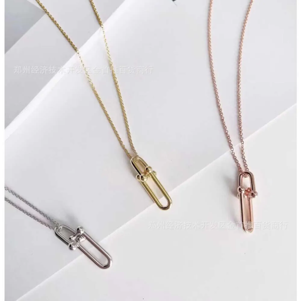 Sterling Bamboo U-shaped Sier Link T Itys Pendant Necklace Collar Chain Women's Rose Gold Light Versatile Fashion Simple