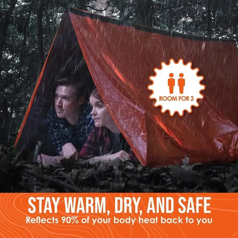 Gadżety na zewnątrz 2 -osobowość schronisko awaryjne Zestaw namiotu przetrwania BIVy Mylar Tube Spices Waterproof SOS Koc termiczny wielokrotnego użytku 231118