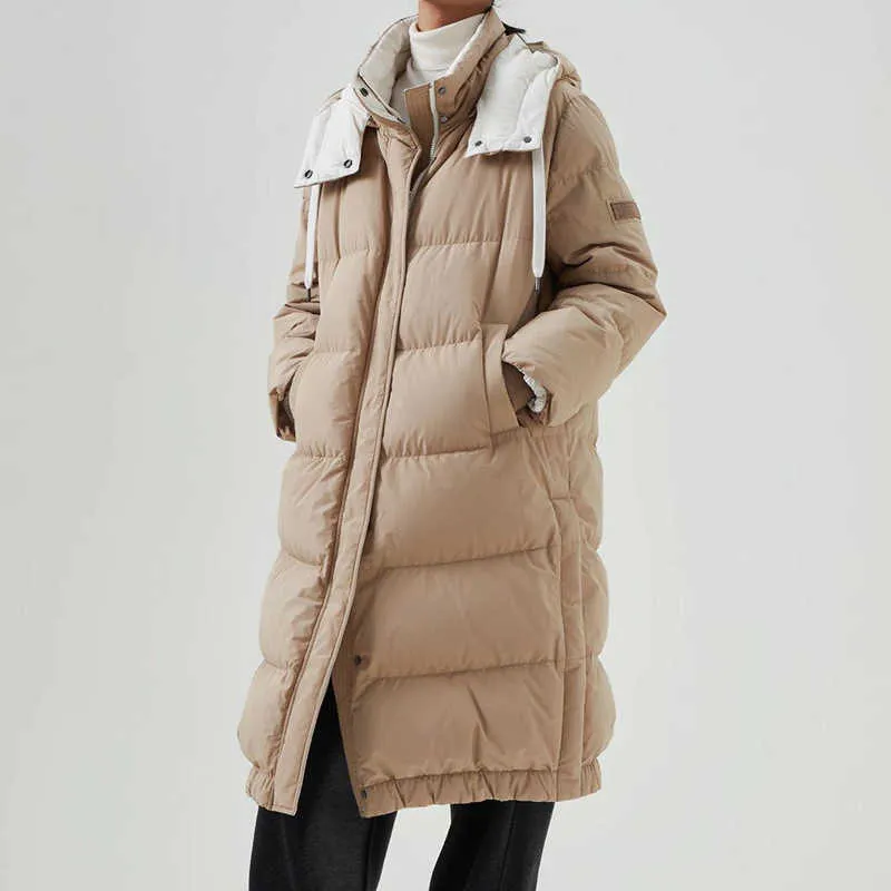 Women's Down New Winter High Set Light Luxury Goose Down Coat Thickened Medium Length Women's Hooded Slim Fit