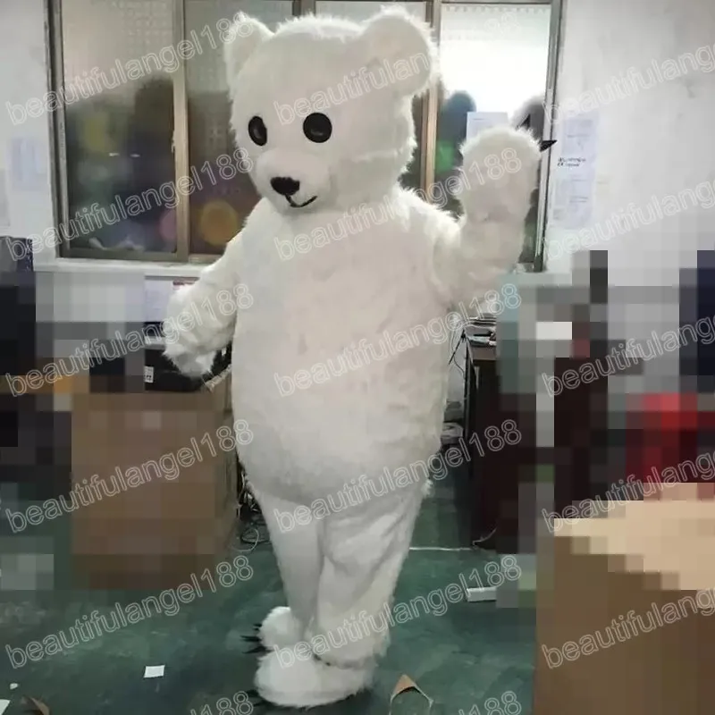 Costumi mascotte orso bianco di Halloween Personaggio a tema dei cartoni animati Carnevale Unisex Adulti Taglia Vestito Festa di Natale Vestito Completo per uomo Donna