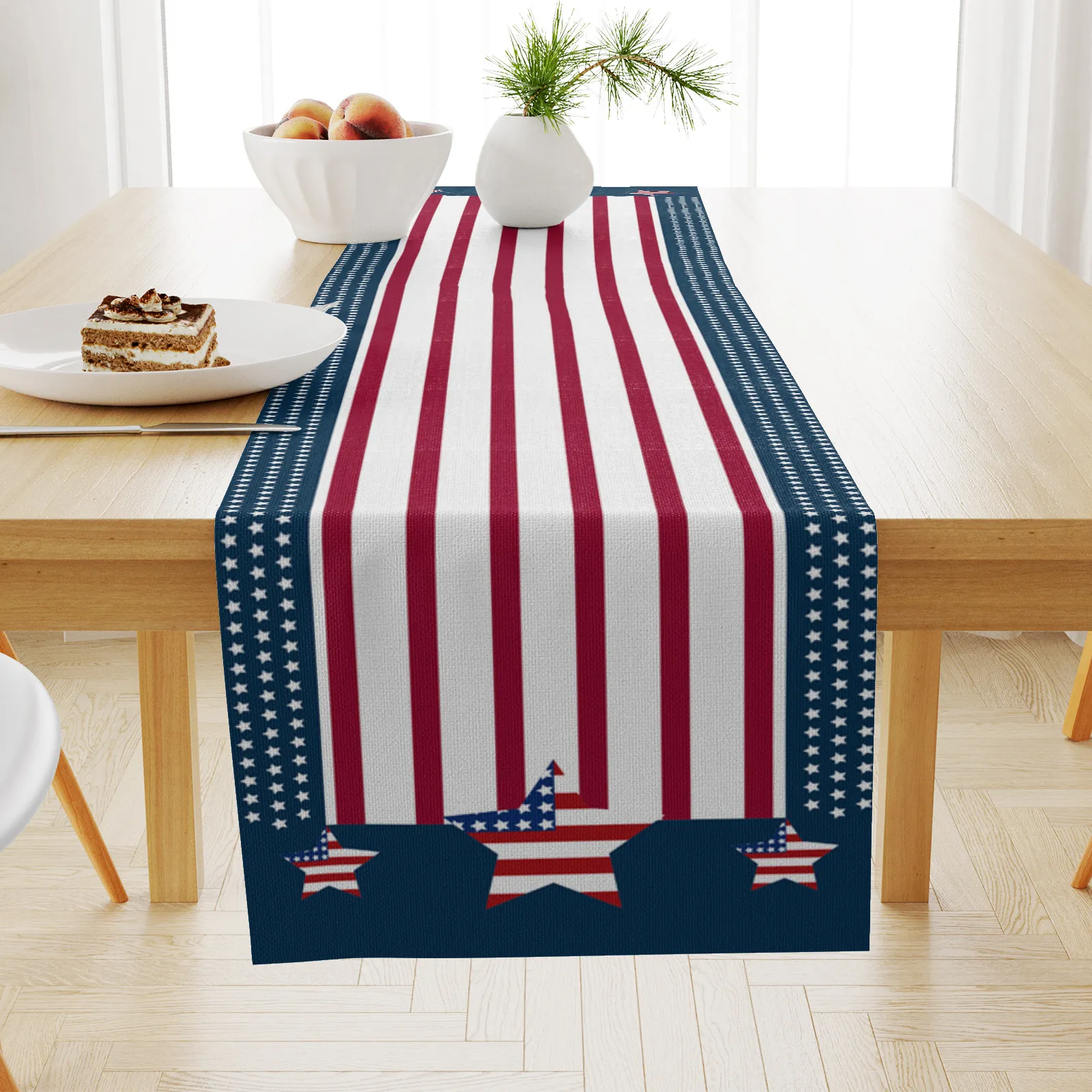 Klasyczny amerykański dzień niepodległościowy Linen Printed Table Stołek American Living Room do jadalni dekoracyjny tkanina festiwal stolik kawowy