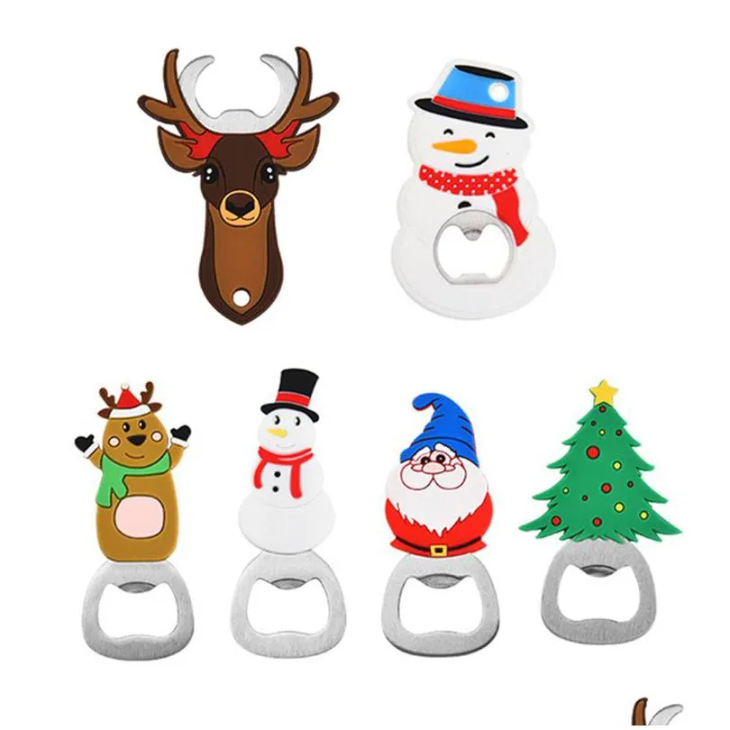 Openers Portable Christmas Bottle Creative Cartoon Stainless Steel Corkscrew Sile Opener Household Kitchen Tool Drop Deliver Dhgarden Dhzhu