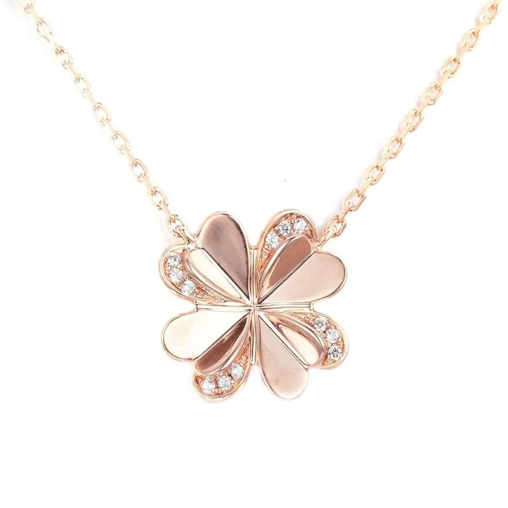 2023 New Movie Diamond Gold Inlaid 'Diamond Double Clover France Paris Jewelry Necklace