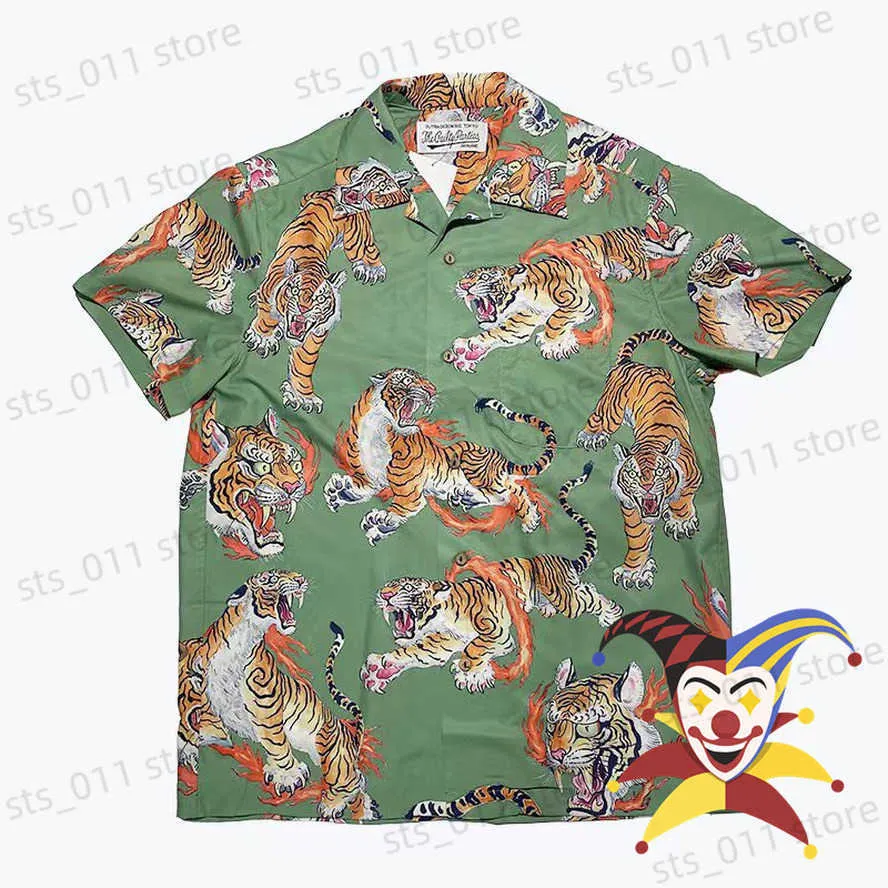 Mens Casual Shirts 2022ss Tiger WACKO MARIA Shirt Men Women