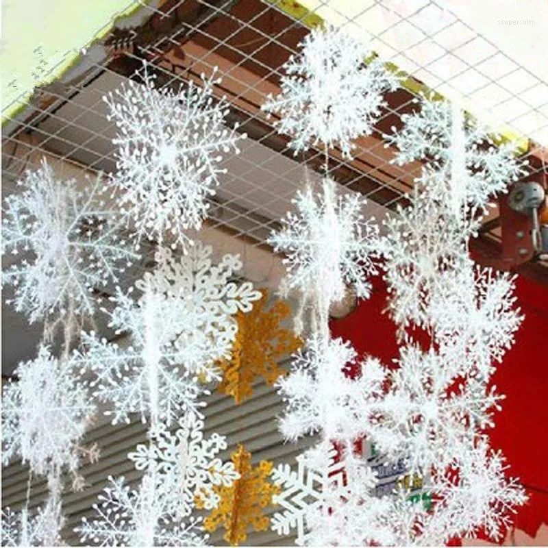Christmas Decorations 9Pcs/lot 23cm Classic Charming Big White Snowflake Ornaments Holiday Festival Party Home Decor