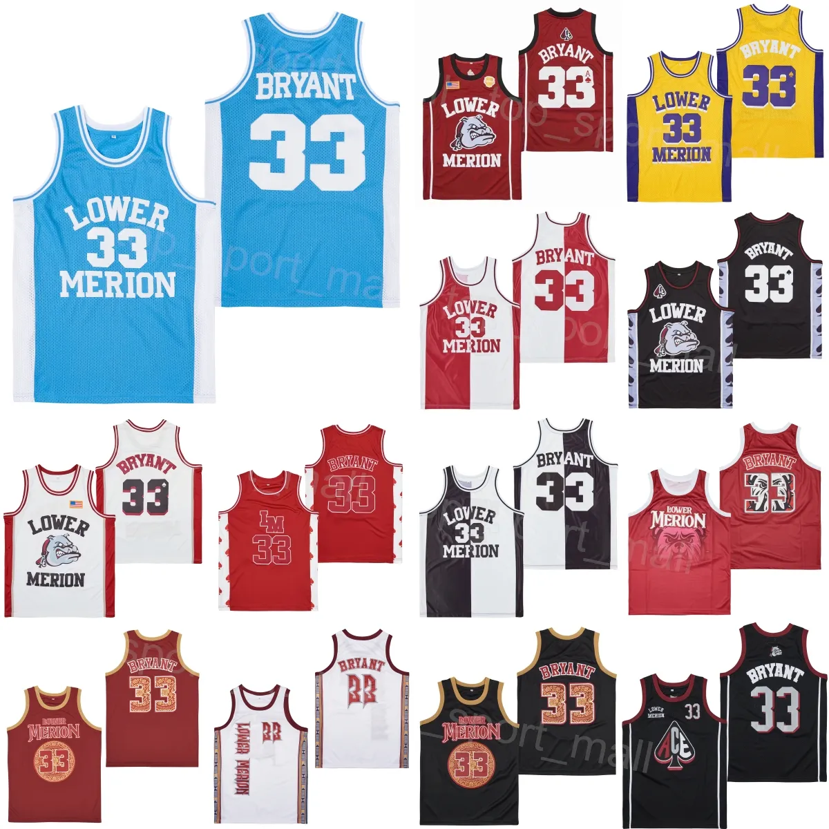 Lower Merion Jersey College Bryant Basketball Moive High School Alternativ Color-Syle Syle Team Color Black Red White Blue University Vintage Hiphop Shirt