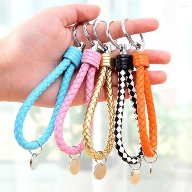 Keychains Multicolor PU Leather Braided Handwoven Rope Keychain For Men Women Sturdy DIY Keyring Simple Car Key Chains Couple Gift