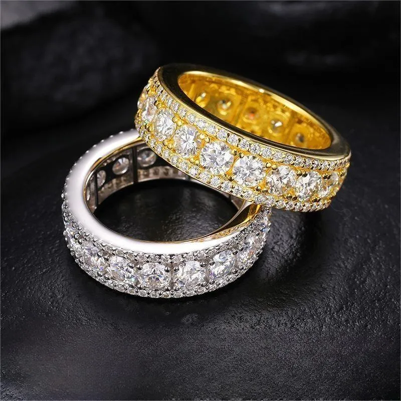 S925 Sterling Silver Mosang Stone Ring Exquisite Circle Mosang Ring Men's and Women's Hand Ornament Ring Jewelry