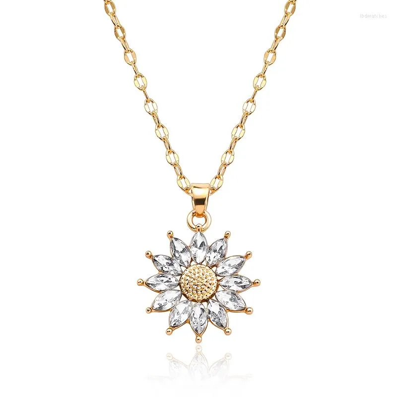 Pendant Necklaces ZOSHI Sun Flower Chains Necklace For Women Luxury Crystal Pearl Beads Choker Collars Wedding Party Jewelry