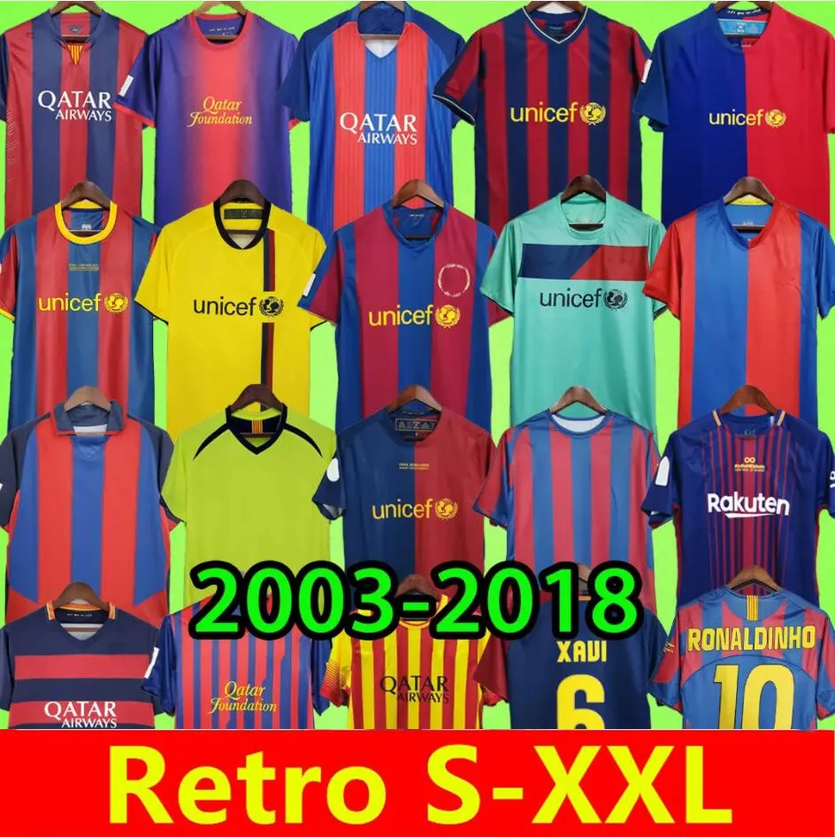 Fans Tops Tees Barcelona Retro-Fußballtrikots 2005 2006 2007 2008 2009 2010 2011 2012 2013 Vintage-Fußballtrikot RONALDINHO XAVI AINIESTA 03 04 05 06 07 08 0 J240309