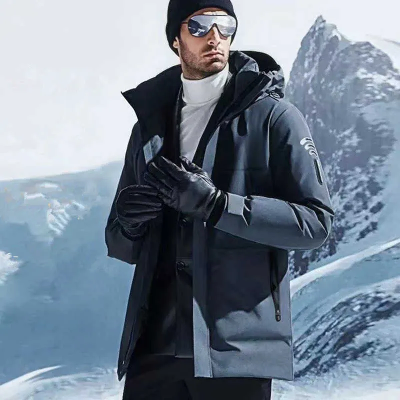 Men's Down Winter Designer Grande veste en duvet d'oie pour hommes en plein air coupe-vent extrêmement froid veste épaissie longueur moyenne veste d'hiver pour hommes 1z