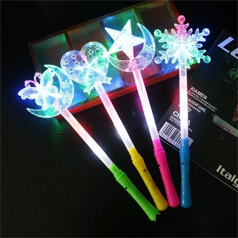 Other Festive Party Supplies Fivepointed Star Glow Stick Love Butterfly Moon Electronic Flashing Light Led Snowflake Creative Gift Dhzah