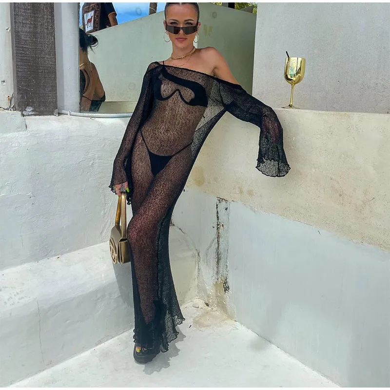Sexy Sheer Mesh Bikini Cover Up Dress, Womens Long... From Luxuryfactory10,  $17.26 | DHgate.Com