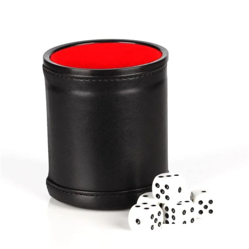 Party Favor PU Leather Dice Cup Set MTI Color Sieve Cups Flanelette Bar Game Toy Schuring Resistent 8 5OJ UU Drop Delivery Home Gar Dhlnn