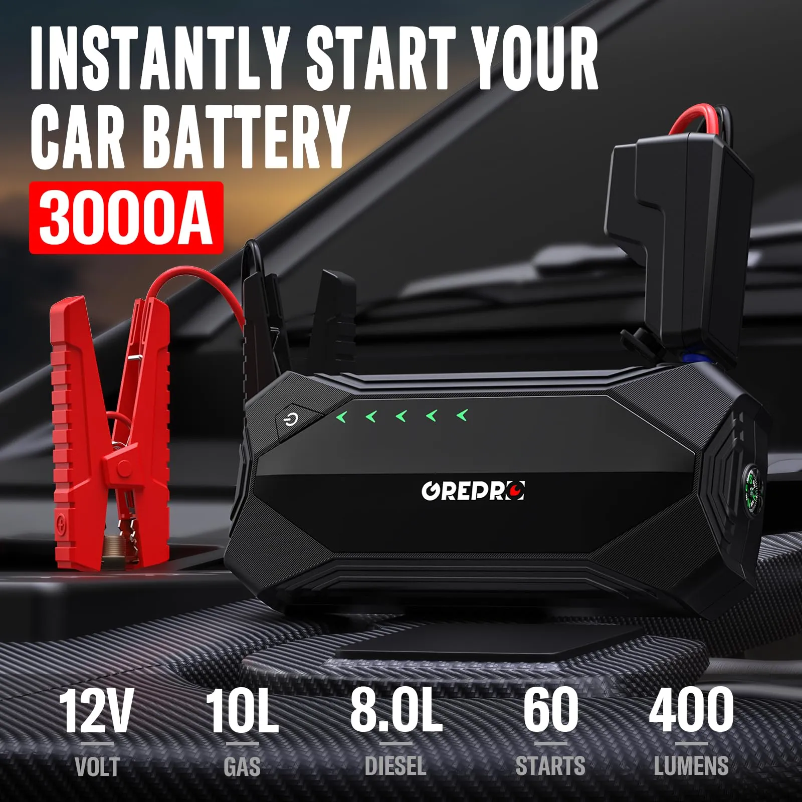 Car Jump Starter 3000A Battery Booster for 12V Sedans with 9.0L Gas and 7.0L Diesel Engines Black from Dhgate Vehicles & Accessories - price 70.26 Car Jump Starter 3000A Battery Booster for 12V Sedans with 9.0L Gas and 7.0L Diesel Engines Black from Dhgate Vehicles & Accessories - price 70.26