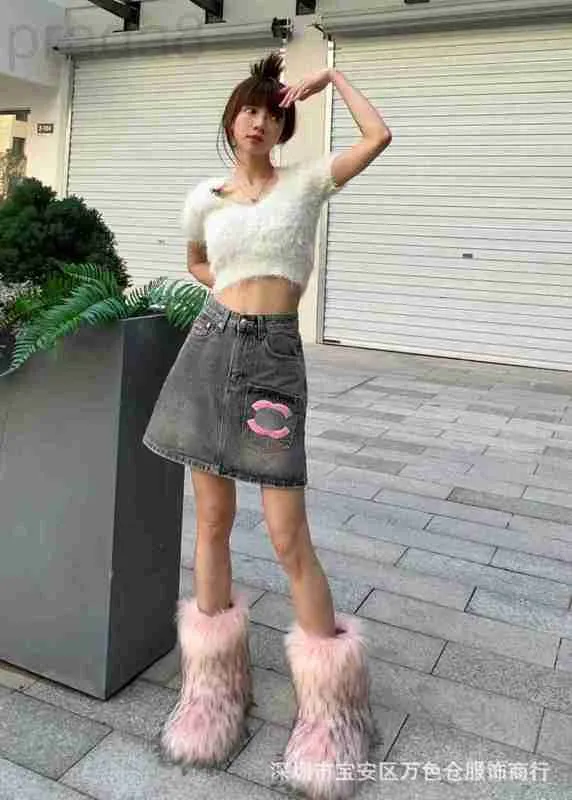 Women's Jeans designer Nanyou High Quality 2023 Spring/Summer New Small Fragrant Pocket Pink Embroidery Flower Versatile Waist Denim Short Skirt for Women YZ9J