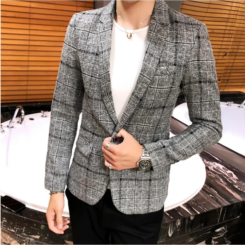 Heren Blazer Fashion Spring Summer Kleding Mannelijke pak jasgradiënt Kleur Casual Slim Fit Fancy Party Singer Blozer Coat