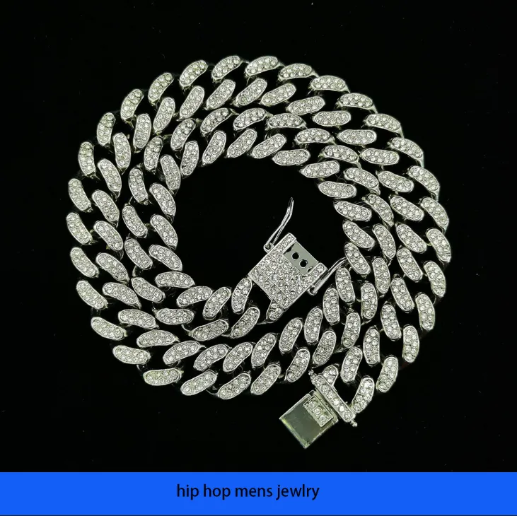 Hiphop ketting voor heren goudketting ijskoud Cubaanse ketens diamantarmband 16 mm ronde dikke ketting voor mannen en vrouwen hiphop