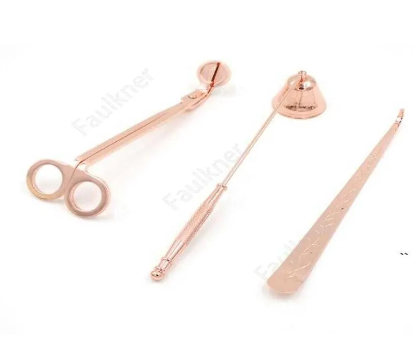 3 in 1 Candle Accessory Set Scissors Cutter Candles Wick Trimmer Snuffer Accessories Sets Rose Gold Black Silver DAF2522481850